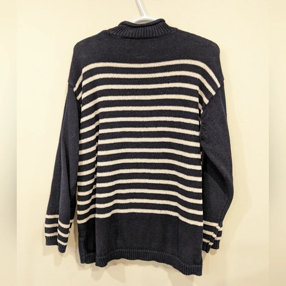 Vintage Red White & Blue Star Striped Knit Turtle Neck Sweater Women L USA - Picture 6 of 10